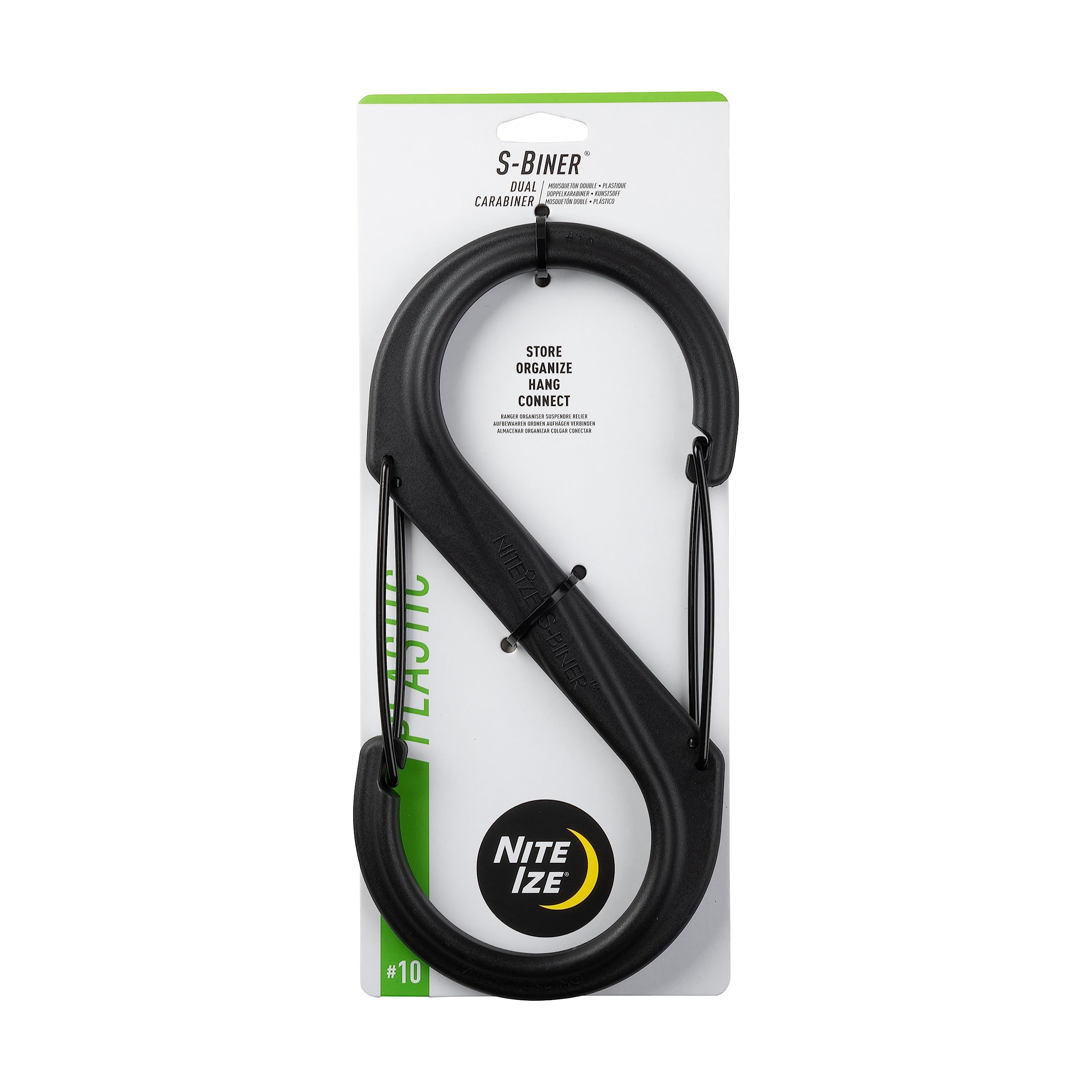 Nite Ize Unisex's S-biner Dual Carabiner Plastic #10, Black, Size