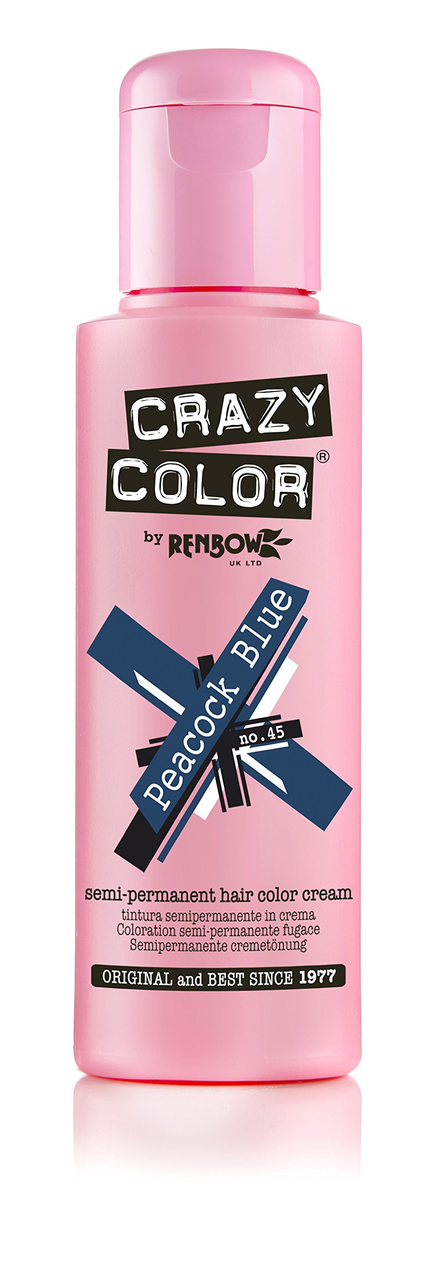 Crazy Color Semi-Permanent Hair Color Cream, Peacock Blue, 100 ml (Pack of 4)