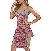 Knotica Sexy Lace Sheer Dress Nightgown with G-String, See Through Long Nightgown Sleep & Lounge Lingerie for Women