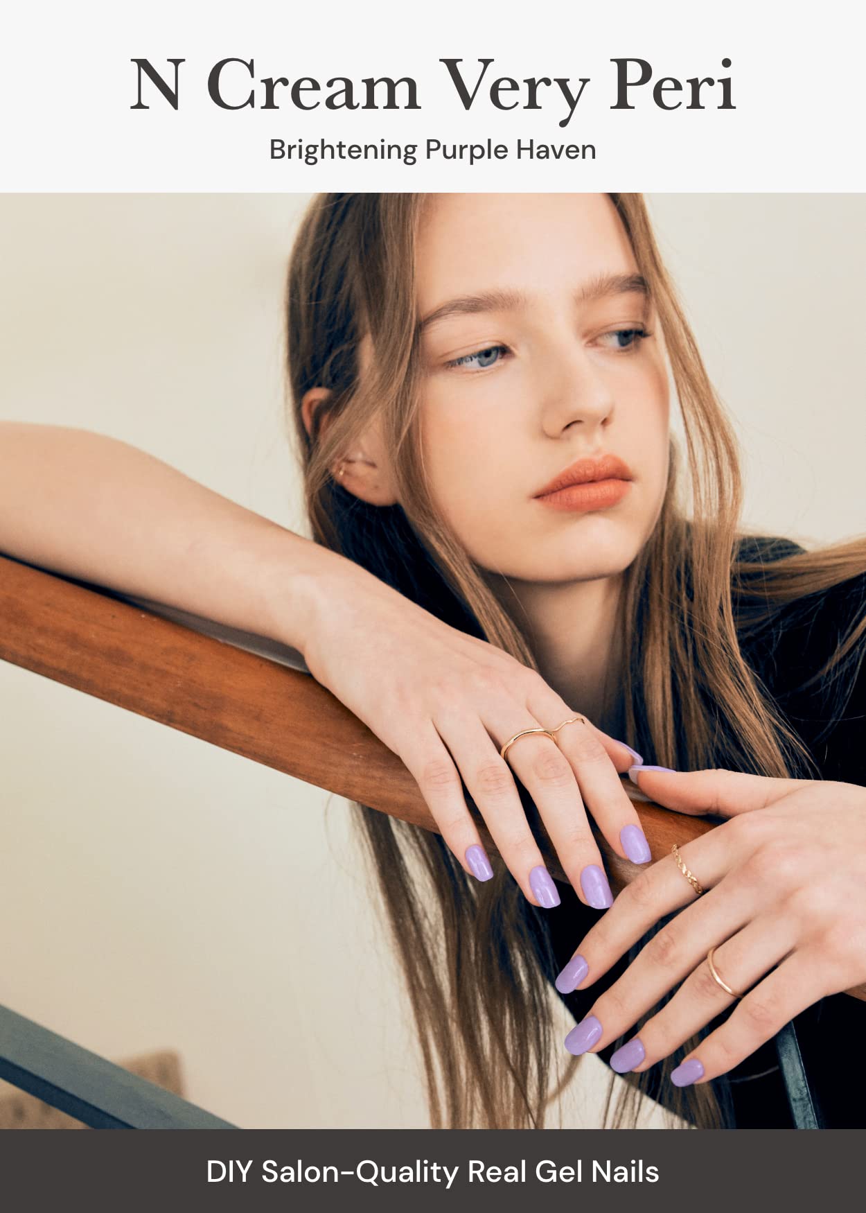 ohora Semi Cured Gel Nail Strips (N Cream Very Peri) - Purple, Solid, Works with UV/LED Lamps, Salon-Quality, Long Lasting, Easy to Apply & Remove - Includes 2 Prep Pads, Nail File & Wooden Stick - Image 2