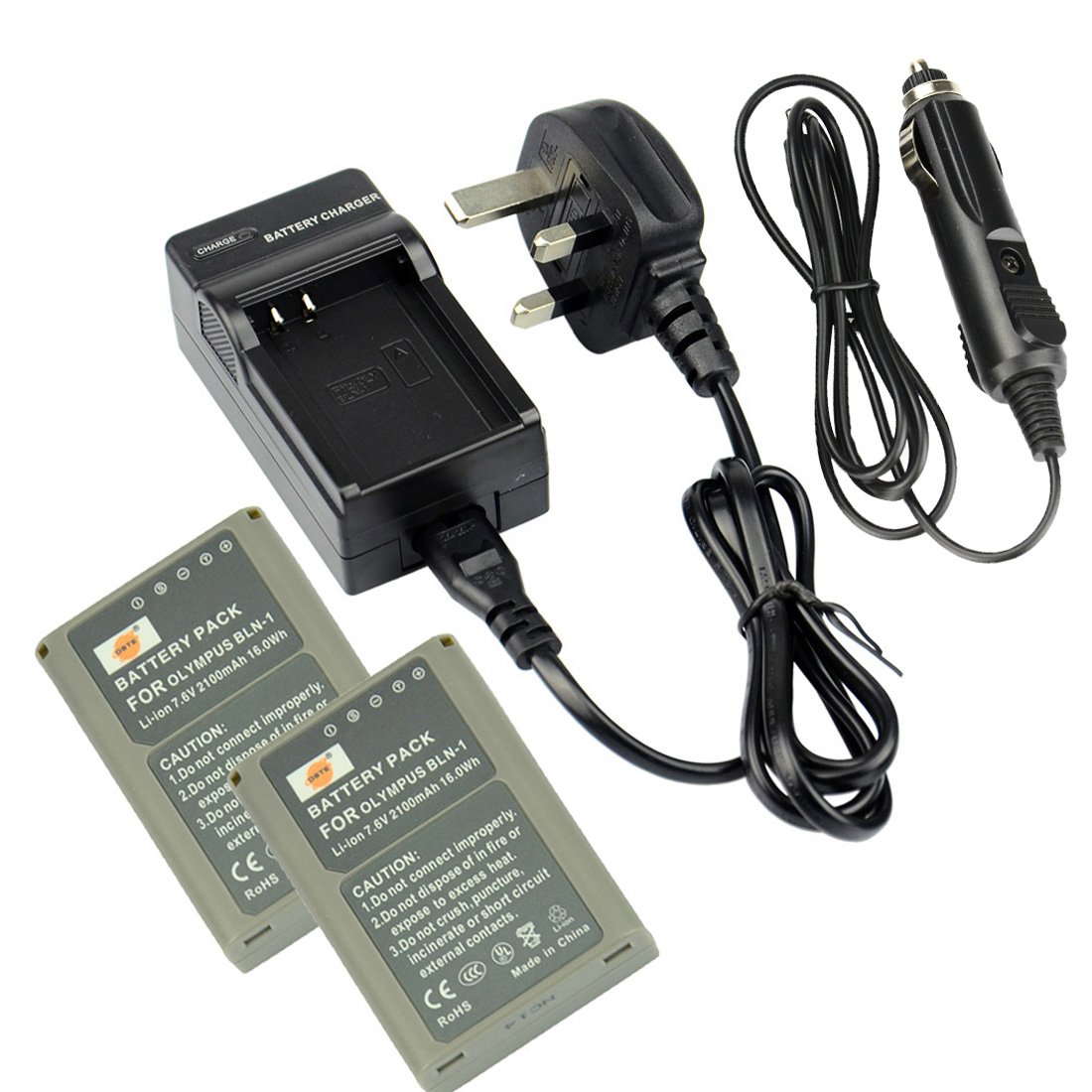 DSTE® 2x BLN-1 Rechargeable Li-ion Battery + DC133U Travel and Car Charger Adapter for OLYMPUS E-M1 E-M5 OM-D PEN E-P5 Mark II Camera as BLN1 BCN-1