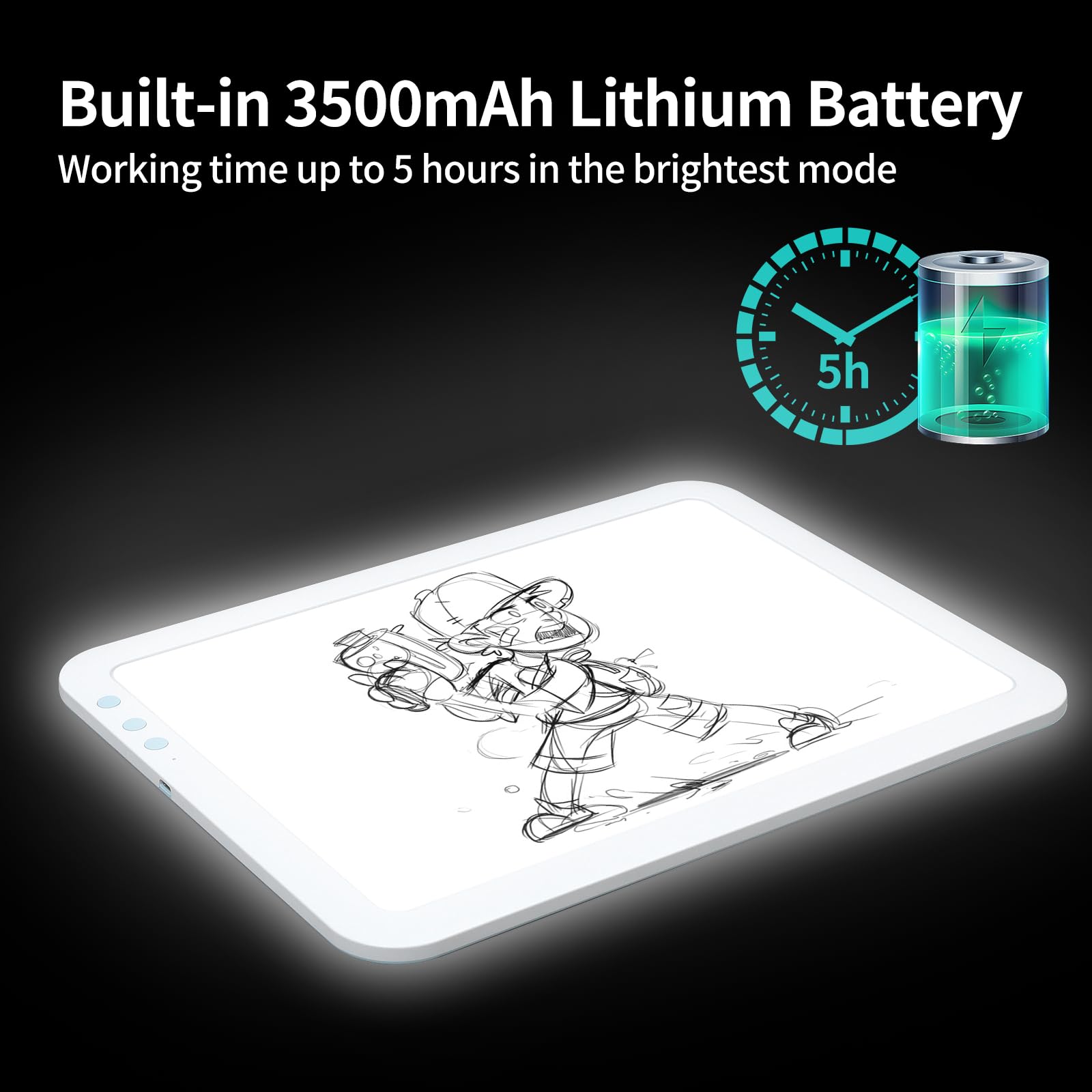 A4 Rechargeable Led Super Bright Light Pad Powered by 3500mAh Lithium Battery for Cricut Weeding Vinyl Tool, Portable Wireless Light Board/Box for Tracing, Diamond Painting, Sketching & Drawing