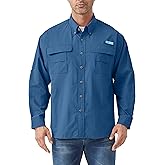 Tuna Men's Fishing Long Sleeve Shirts - UPF 50+ Sun Protection Quick-Dry Water-Resistant Botton Down Shirt for Men