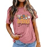 Stay Groovy Shirt for Womens:Hippie 70s T-Shirt Cute Hippie 70s T-Shirt Casual Short Sleeve Tee Tops