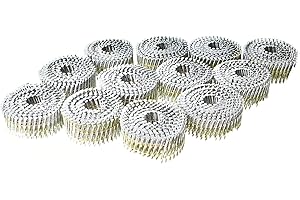 mitoharet 15-Degree Collated Wire Coil Siding Nails 2-1/4Inch x 0.092Inch 3600 Count Full Round-Head, Ring Shank, Hot-Dipped Galvanized for Rough Nailing of Lathing and Sheathing Materials
