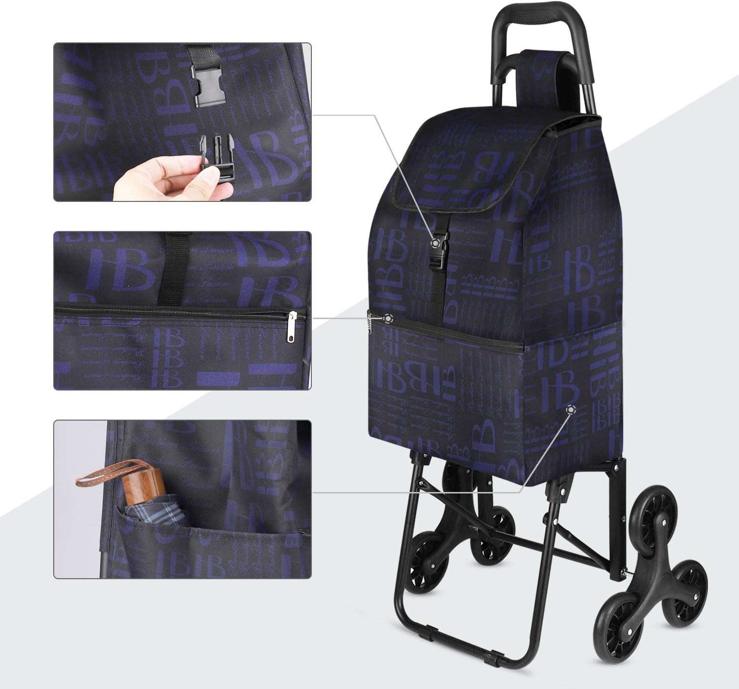 Chariot De Course Pliable Cruiser 45L - 2 Roues - Caddie Pousette Noir - Charge 25kg