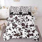 Erosebridal 7 Pcs Highland Milk Cow Bed in a Bag Queen Comforter Set,Kids Cartoon Brown Cow Print Brown Sheet Set,Western Cowhide Bedding with Comforter,Bull Cattle Rustic Farmhouse Quilt Cover