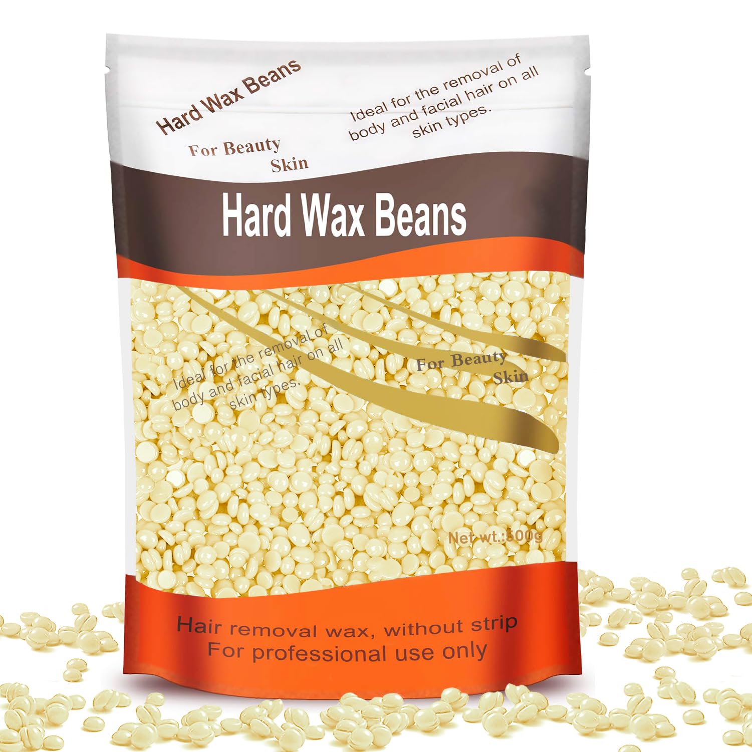 Wax Beads, Professional Hard Wax Beads 500g Hair Removal for All Body, Brazilian Bikini Face Legs Eyebrow Painless As a Gifts for Women & Men (Cream)