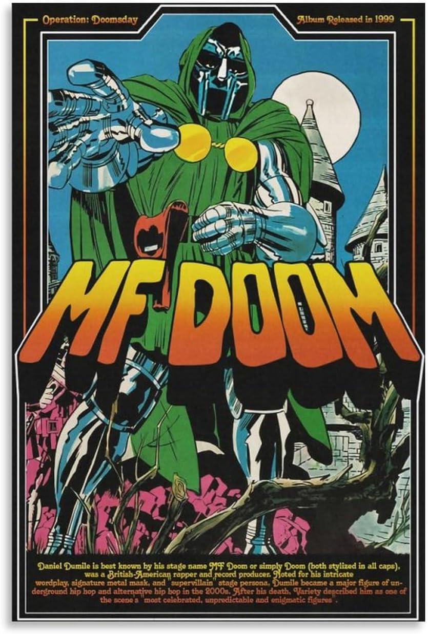 Wall Décor - MF Doom Doomsday Album Hip-hop Comic Music Poster for Room Aesthetic Canvas Wall Art Bedroom Decor 12x18inch(30x45cm)