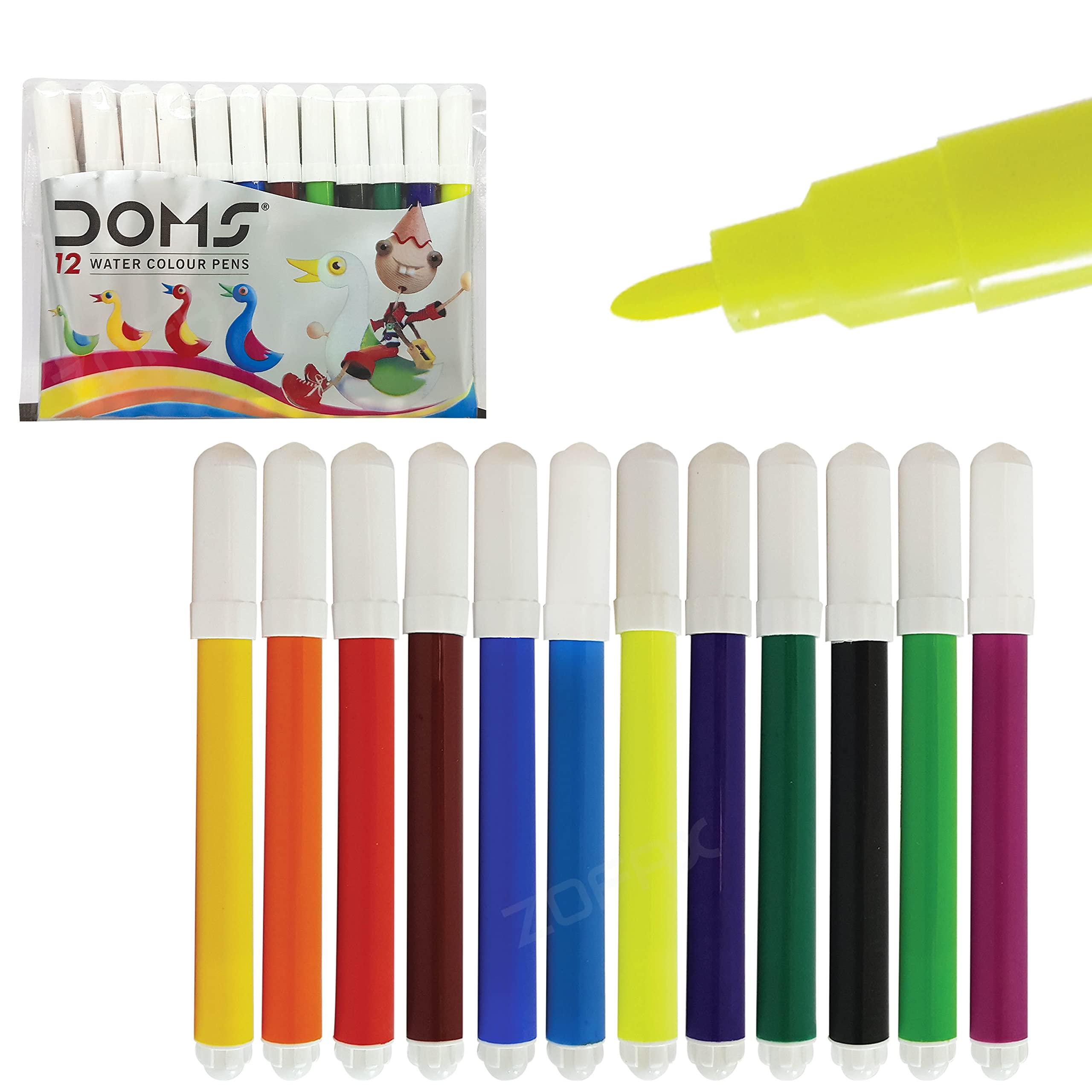 DOMS 12 Aqua Mini Water Colouring Pens - Pens - Unique Push Resistant Tip
