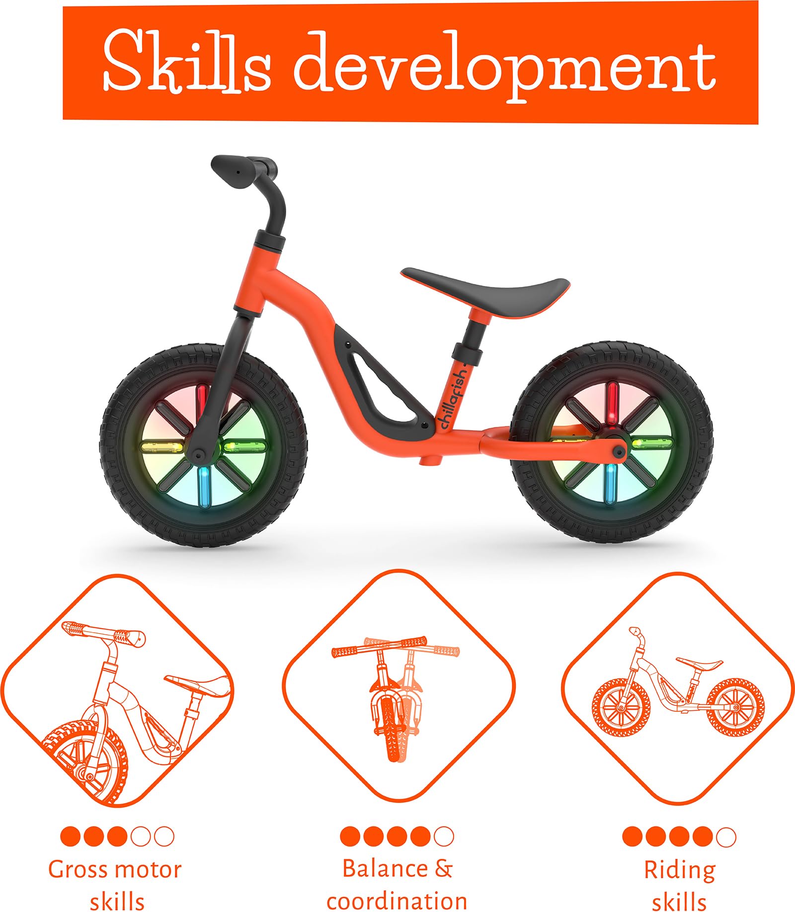 Chillafish Charlie Kids Balance Bike: Lightweight Frame, Toddler Bicycle with No-Puncture Tires, Adjustable Seat & Handle Bars, Easy Carry Handle