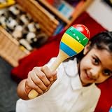 A-Star Wooden Multi Coloured Maracas Pair 22 cm Shaker Educational Rhythm view 5