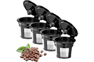 INWODITEKI Reusable K Cups, Universal Fit Reusable Coffee Filters with Food Grade Stainless Steel Mesh Eco-Friendly Coffee Pods, for 1.0 and 2.0 Brewers (4)