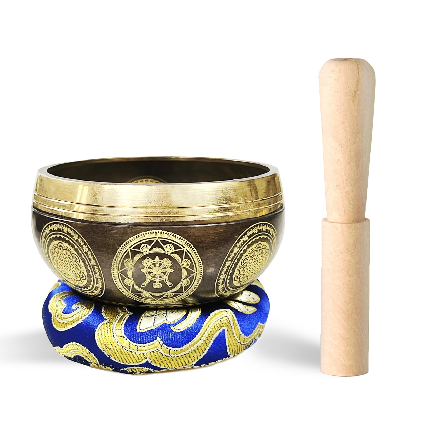 REGIS Tibetan Singing Bowl Set ， Mindfulness, and Stress Relief zen decor，Bowl Handcrafted in Nepal for Healing and Mindfulness (Brown, 3 inch)