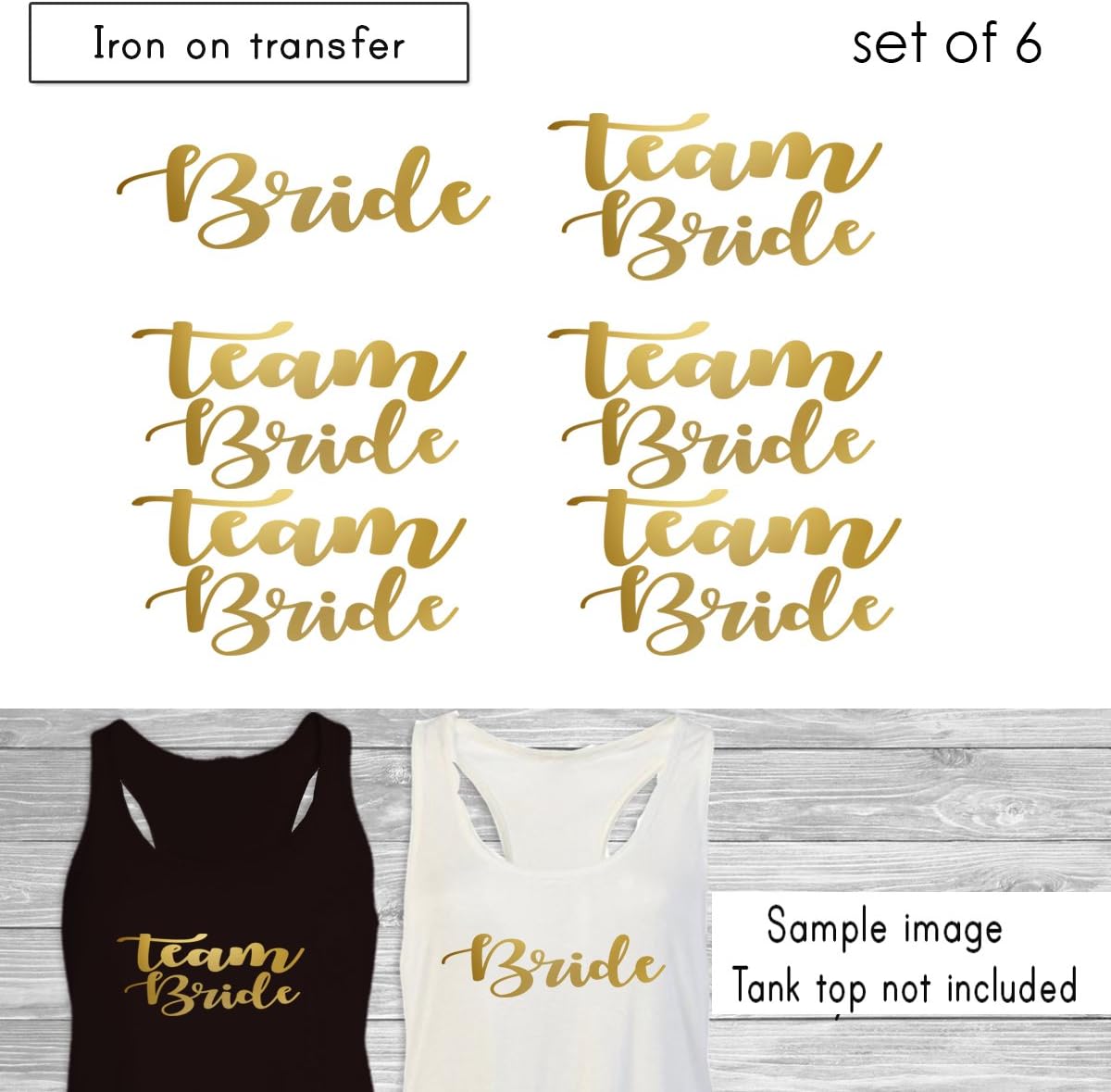 SET of 6 iron on,1-Bride ,5-Team Bride iron on transfers,Bachelorette Party- Iron on -DIY Heat Transfer for T shirt(#AN)