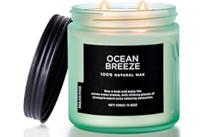 M&SENSE Candle Ocean Breeze Scented, 11.6oz 70 Hour Long Lasting Candles, 2 Wick Pineapple & Mango Scented Natural Soy Candles for Home Scented, Stress Relief Candle Gifts for Women/Men