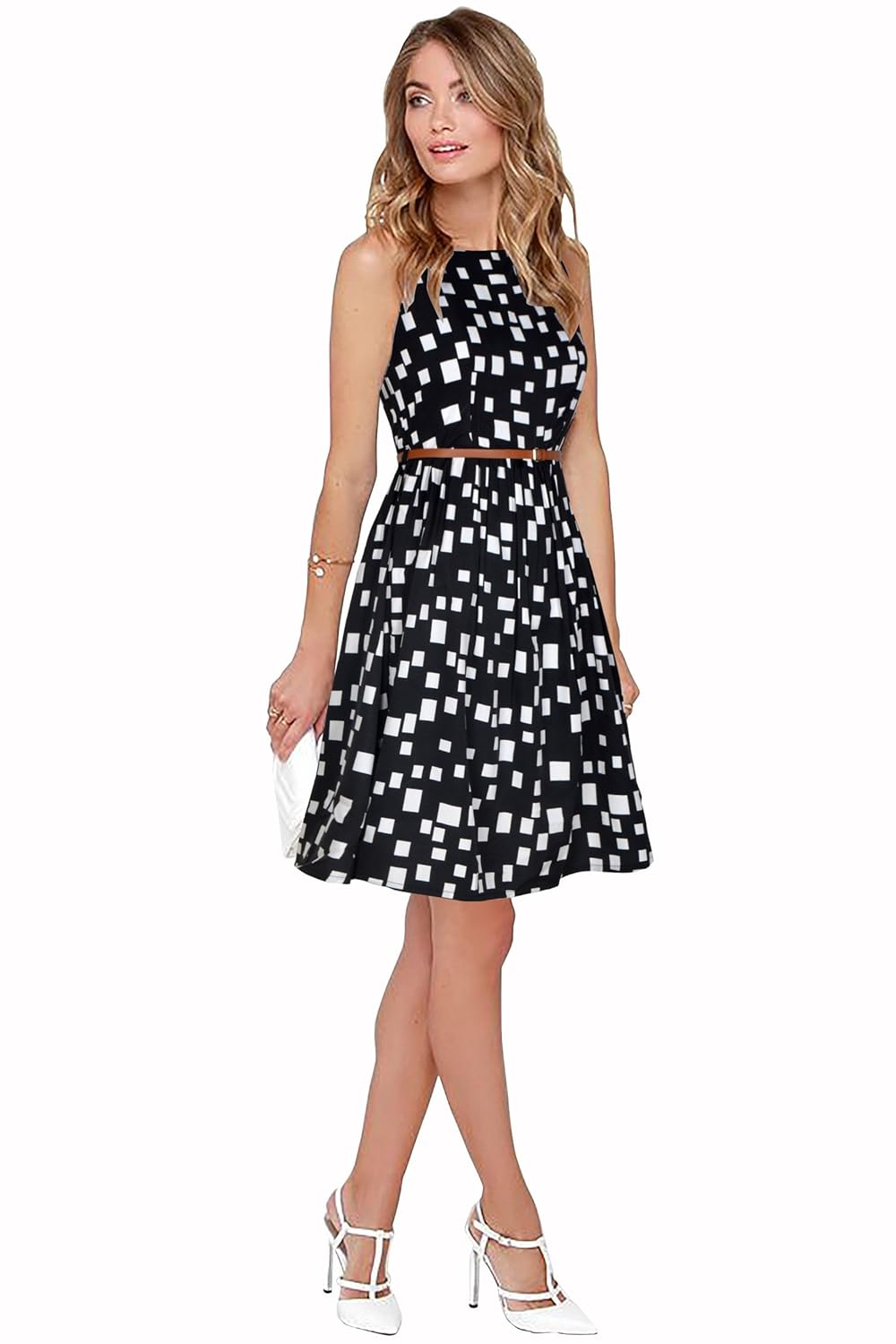 purvaja women's crepe skater dress (black)