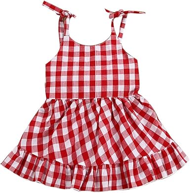 red and white plaid dress