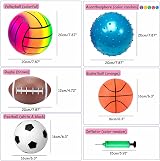 POTWPOT 5pc Inflatable Sport Balls Set w/ Pump - Football Basketball Volleyball view 2
