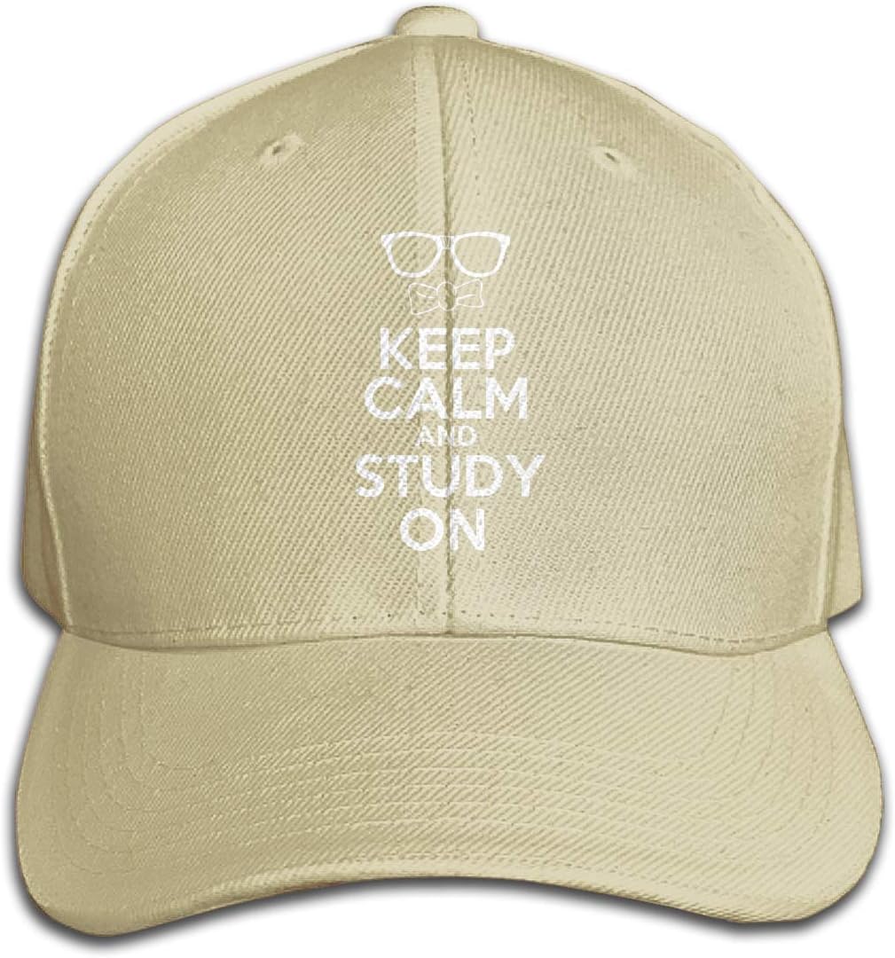 HarryShort Keep Calm And Study Pure Color Peaked Cap Premium Sandwich Hat Adjustable Sports Black