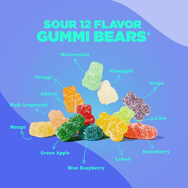 ALBANESE WORLD’S BEST SOUR 12 FLAVOR GUMMI BEARS, 32OZ BAG OF CANDY