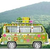Leinuosen Daisy Stickers 135 Pcs Flower Car Decals 60's Hippie Stickers Daisy Vinyl Retro Groovy Flower Decals for Car Laptops Skateboards Luggage Wall Window Decoration