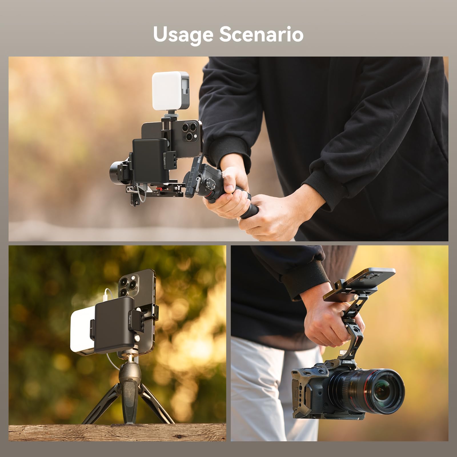 SMALLRIG Universal Metal Phone Support with Cold Shoe Mount, Smartphone Holder Adapter Support Free Adjustment Joints, Phone Tripod Mount for iPhone 17 16 15 14, for Samsung Galaxy etc. - 4382