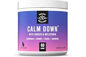 HEALTHY SOLUTIONS FOR PETS Calming Chews for Cats - Cat Calming Treats for Anxiety, Stress Relief Aid, Storms, Grooming, Fireworks, Separation, Travel, & Motion Sickness - Made in USA (60 Soft Chews- Cat)