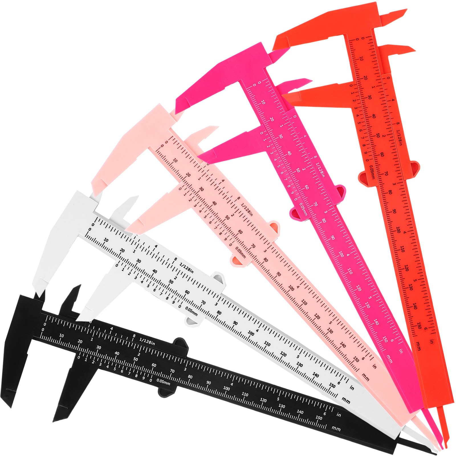 Photo 1 of Frienda 5 Pieces Eyebrow Measuring Ruler Brow Mapping Tool Mini Vernier Caliper Double Scale Plastic Sliding Gauge Ruler for Micro Blading Eyebrow Tattoo Brow Artists(Bright Colors)
