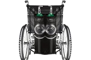 ZHEEYI Dual Oxygen Tank Holder for Wheelchiars, Oxygen Cylinder Bag with Adjustable Zippers and Mesh Storage Pockets Fits Most Oxygen cylinders, Black