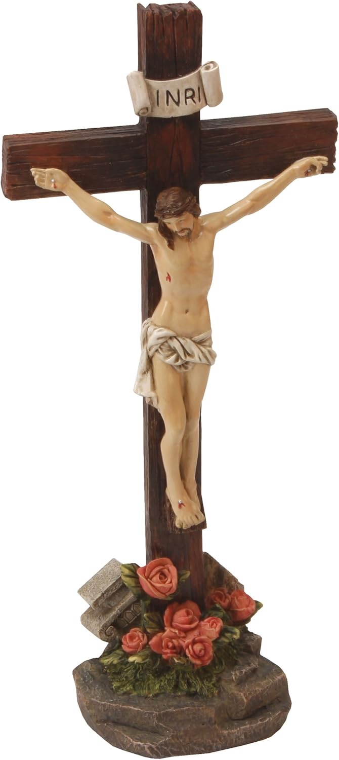 Juliana Figurine Jesus On Cross 60534, Brown, H 26 cm W 11 cm D 7 cm