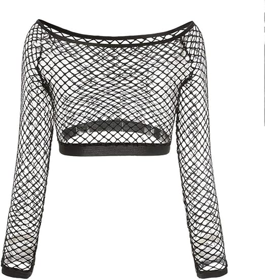 fishnet off the shoulder crop top