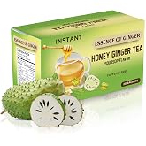 Essence Of Ginger Natural Soursop Graviola Honey Ginger Tea - 20 Packets Instant Tea Bag Sachet Powder Made With Real Pure Honey, Fresh Ginger and Graviola PawPaw Fruit - Caffeine Free