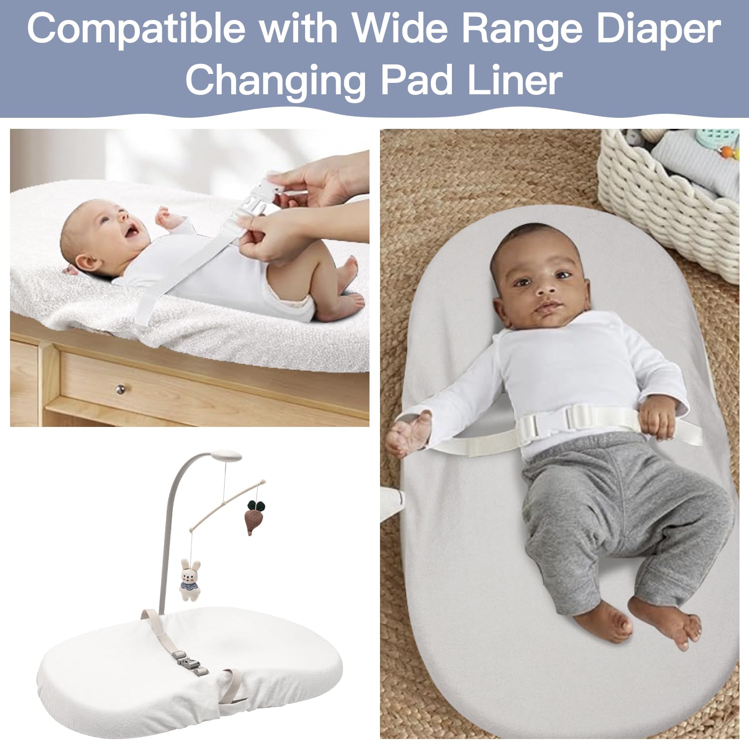 2-Pack Waterproof Changing Pad Cover,Soft Baby Nursery Diaper Changing Pad Sheets,Contour Changing Pads Liners,Change Pad Cover,Ultra-Soft & Breathable,Fits Skip Hop,Keekaroo Peanut,Machine Washable