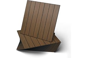 WADILE Peel and Stick Wood Slat Wall Panels 12"x12" (30×30cm) Decorative PVC Soundproof Self-Adhesive for Living Room Bedroom Accent Wall – 10 Pack