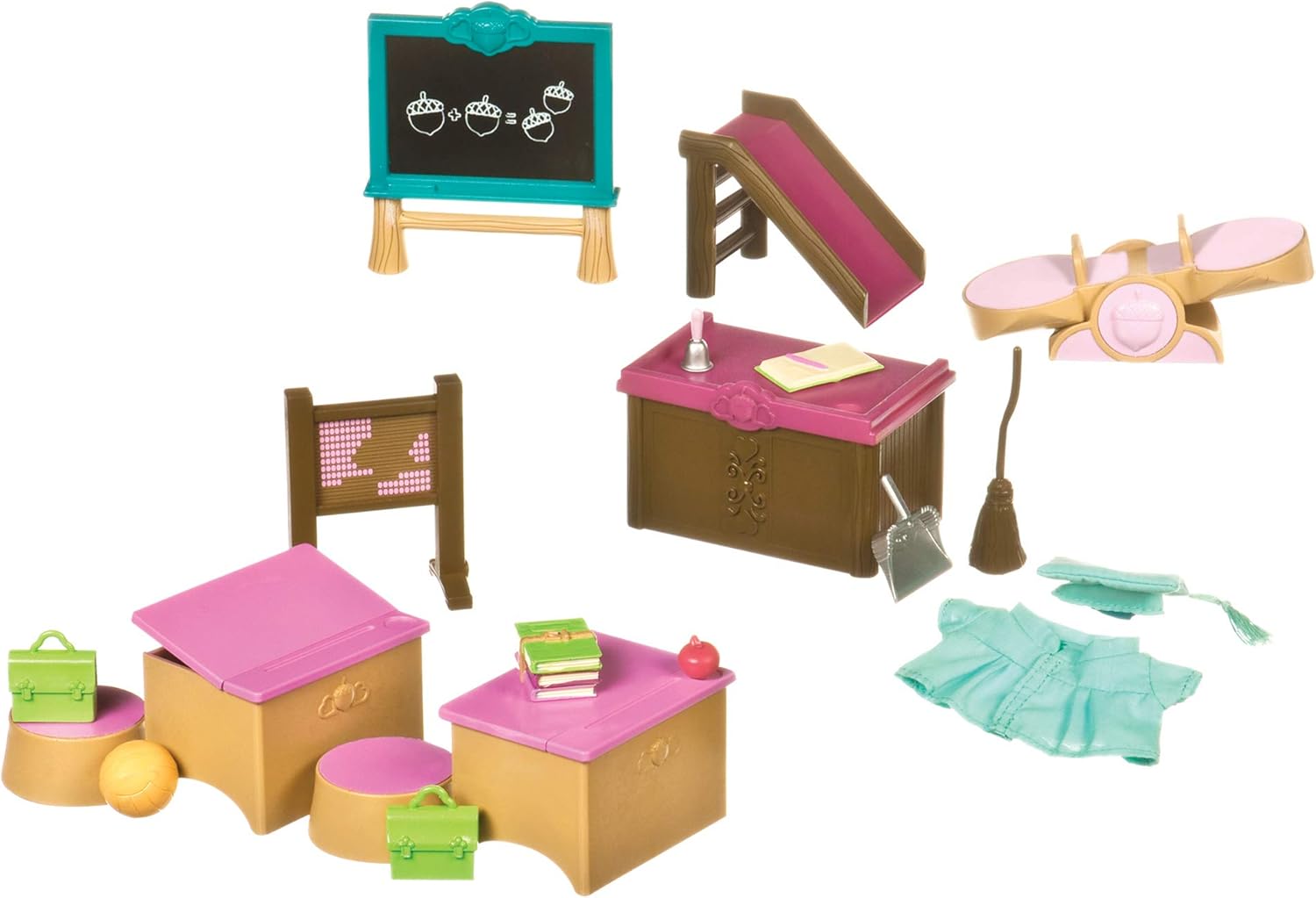 Li'l Woodzeez - Classroom & Playground Set, 20 Pieces Miniature Dollhouse Furniture & Accessories for Imaginative Pretend Play 3+ Years