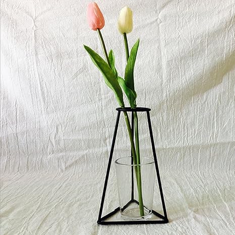Buy Prettyia Flower Vase Shape Metal Flower Glass Holder Stand