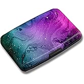 Maicican Credit Card Holder, Mini RFID Blocking Aluminum Wallet | Slim Metal Hard Case Travel Wallet ID Case for Women and Men, 4.3 x 2.9 Inches, Purple Marble