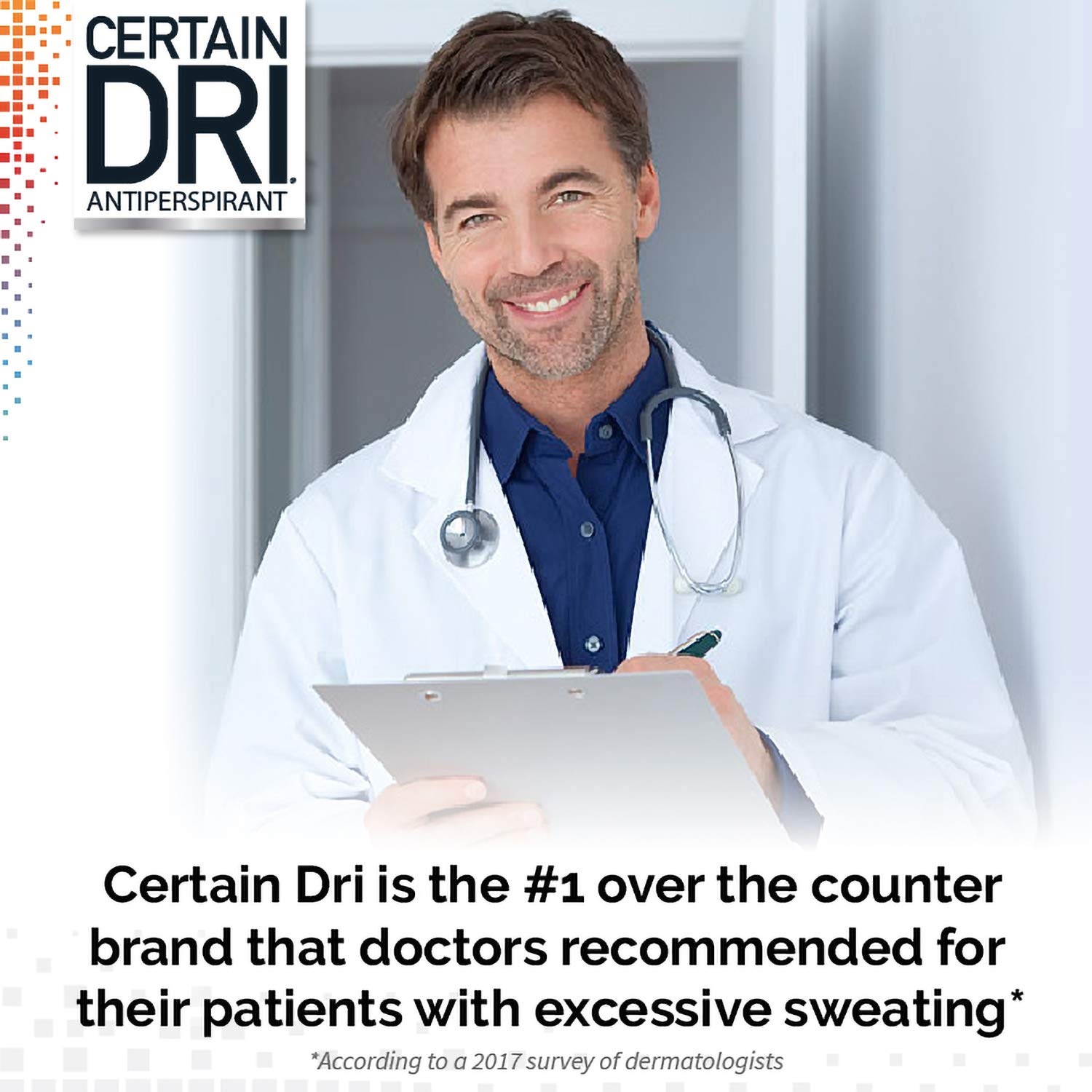 Certain Dri Prescription Strength Clinical Antiperspirant - Doctor Recommended Hyperhidrosis Treatment - 72 Hour Protection from Excessive Sweating - Roll-On - 1.2 Fl Oz - Pack of 1 : Beauty