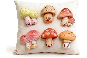 Modern Sofa Throw Pillow Cover, Colorful Mushroom Decorative Pillow Covers 18x18 Inch Soft Couch Throw Pillows Farmhouse Cush