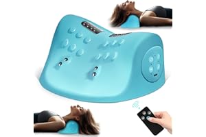 GYSIEN Neck and Shoulder Relaxer with Heat, 3 Modes, Portable Neck Pillows for Pain Relief and Muscle Relax, 26° Angle Cervical Traction Device for Back, Neck and Shoulder, Blue