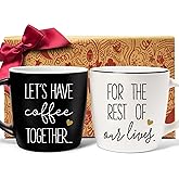 Let's Have Coffee Together Coffee Mug Set Gift for Couple, Ceramic Engagement Wedding Anniversary Mug Gifts for Couple, Bride and Groom Newlywed Bridal Shower, Mr and Mrs, Valentine’s Gifts-21