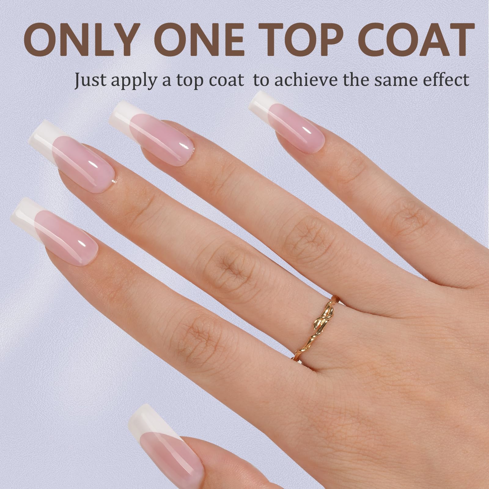 Misssix French Gel Nail Tips, 240Pcs French Tip Press on Nails Long Square Pink, No Need to File Tips Pre-lasting, Fake Nails for Nail Art DIY 15 Sizes - Image 2