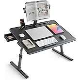 SAIJI Laptop Desk for Bed [Premium XXL Extra Large] with Upgraded Height Angle Adjustable Book Stand,Multi-Purpose Lapdesk Bed Tray Desk for Working Writing Reading Drawing (Black)