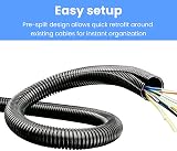 On1shelf Black Corrugated Conduit Split Plastic Flexible Cable Tidy 13mm 5m view 2