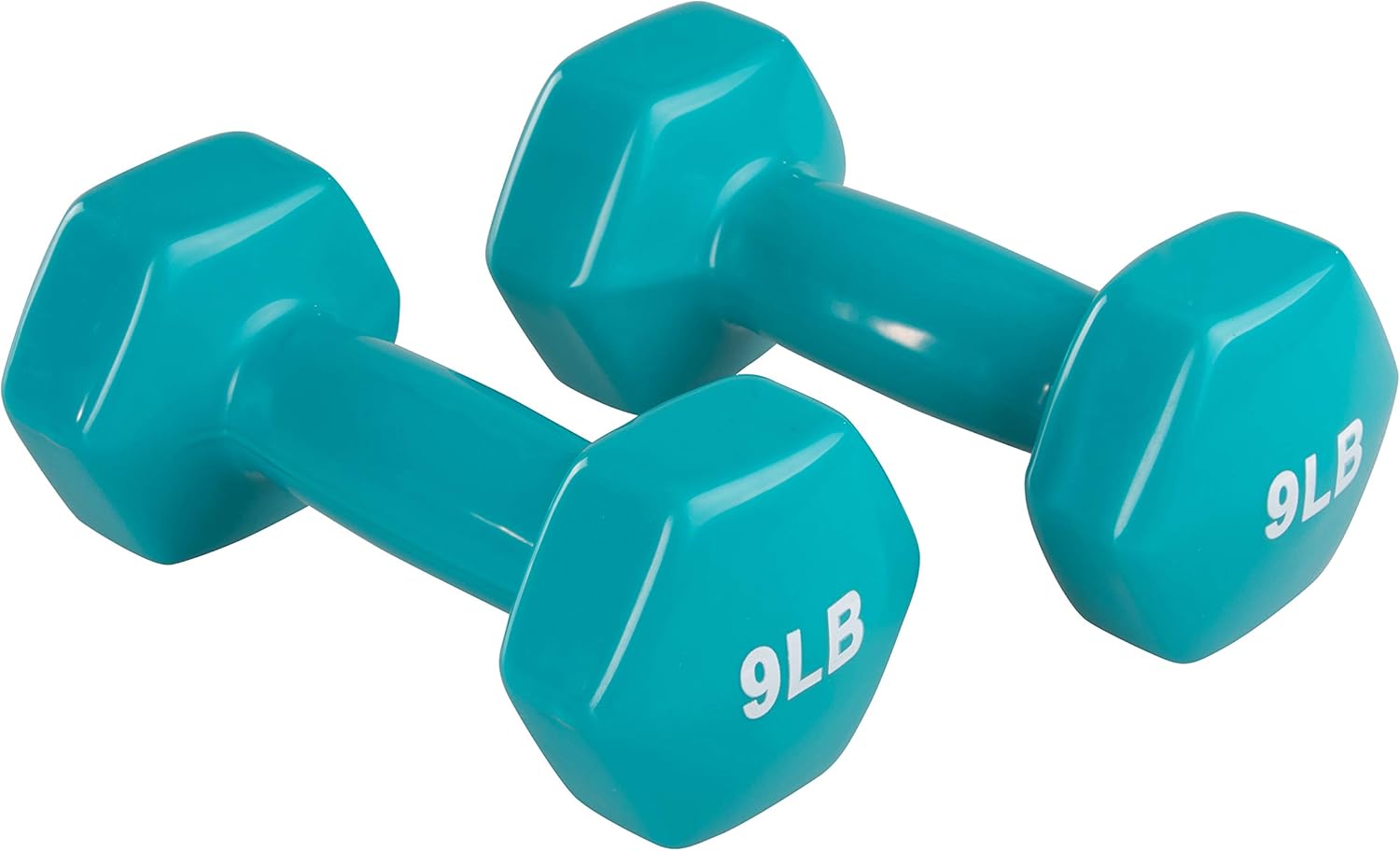 AmazonBasics Vinyl 9 Pound Dumbbells Set of 2, Light Blue, Dumbbells