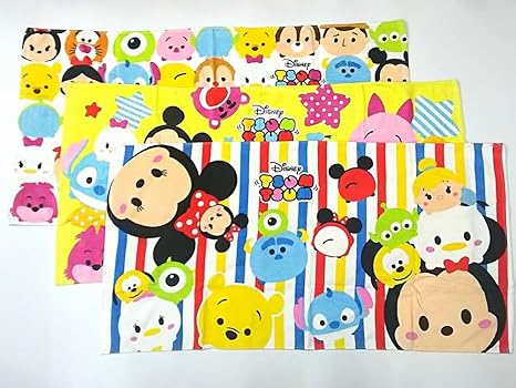 Amazon ディズニー ツムツム柄ミッキーマウス ミニー くまのプーさん ドナルド等ビッグサイズ大判バスタオル３枚セット バスタオル ホーム キッチン オンライン通販