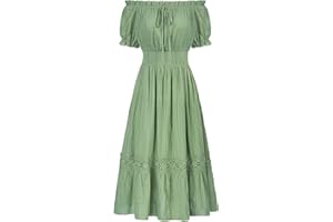 Scarlet Darkness Renaissance Dress for Women Embroidered Long Cottagecore Dresses