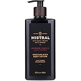 Mistral Bourbon Vanilla Body Lotion for Men | Moisture-Rich Body Cream | Fast-Absorbing Men’s Lotion with Shea Oil & Squalane | Natural & Paraben-Free | Masculine Scent – 13.5 fl oz