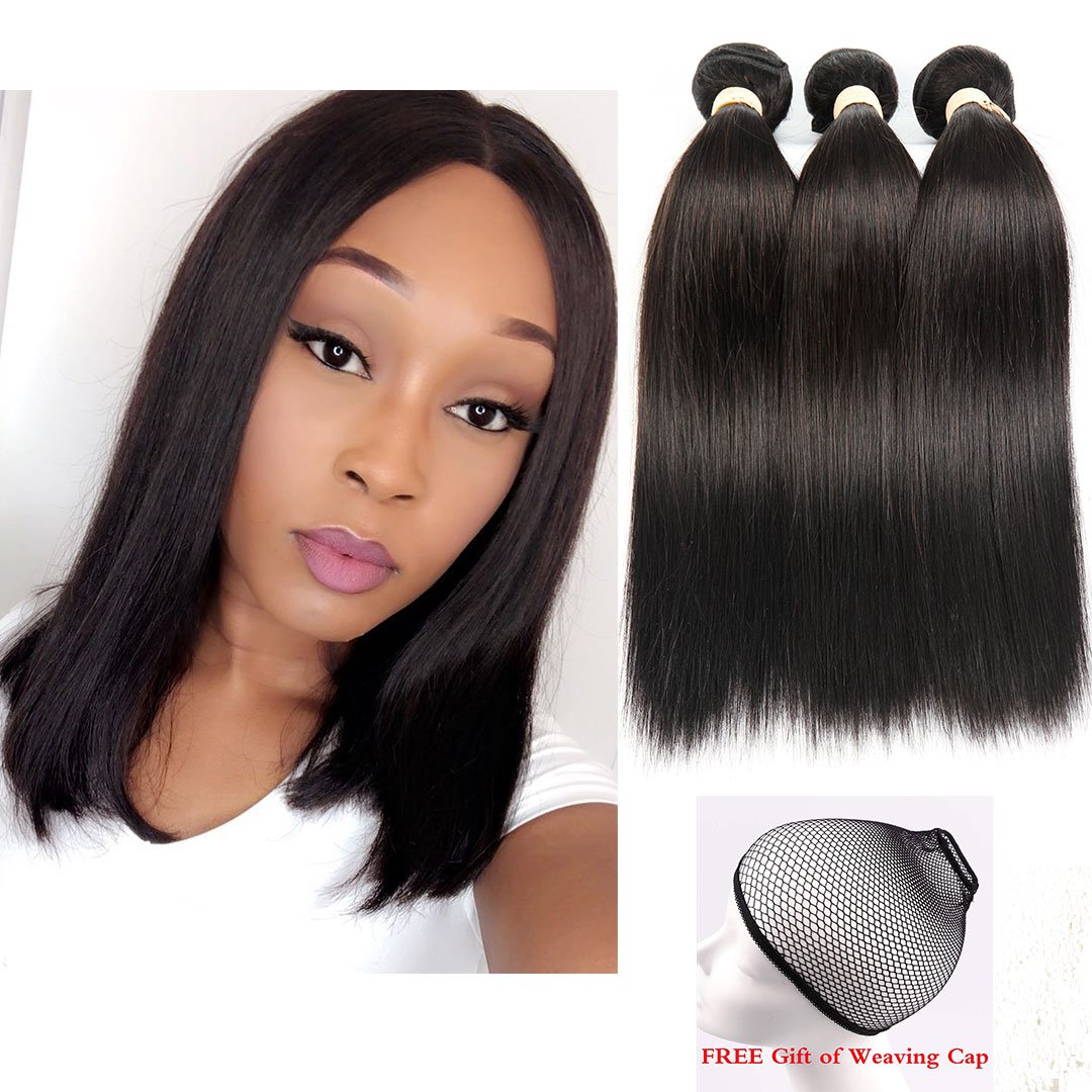 Mabufun 8inch 10inch 12inch Brazilian Hair Weave Bundles Straight